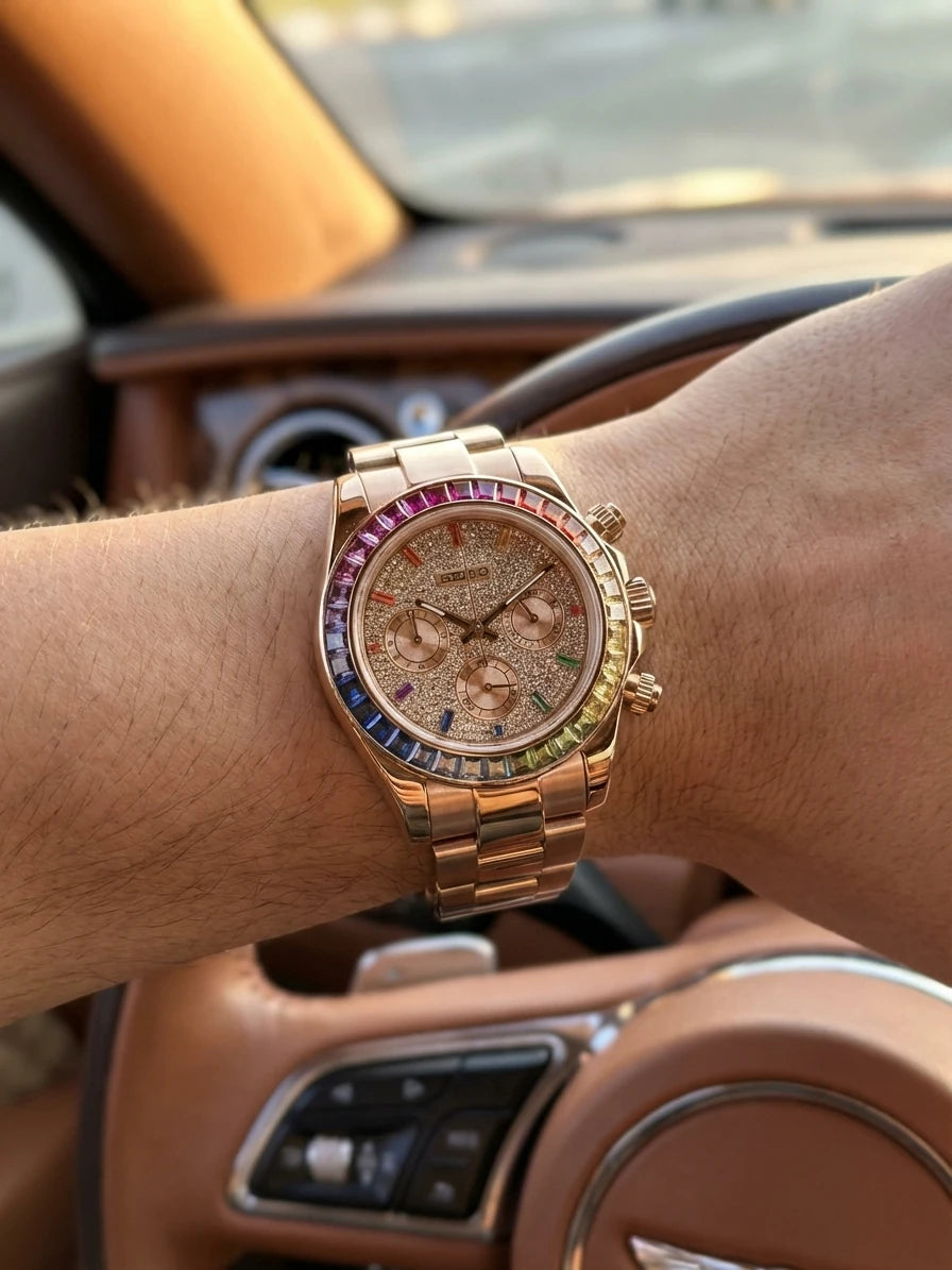 SEIKONA rainbow diamants or rose portée au poignet - Time2Seiko