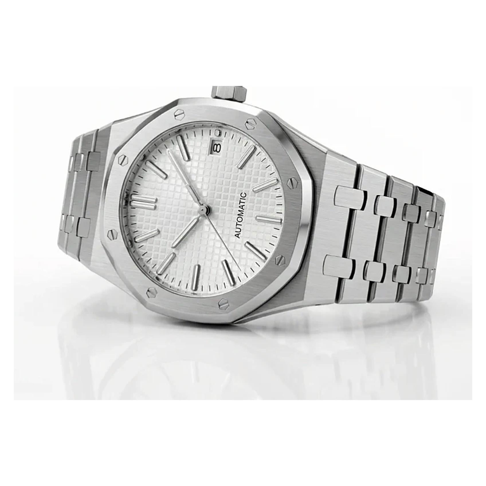 Montre Seiko mod SEIKOAK blanche, vue trois-quarts — Time2Seiko