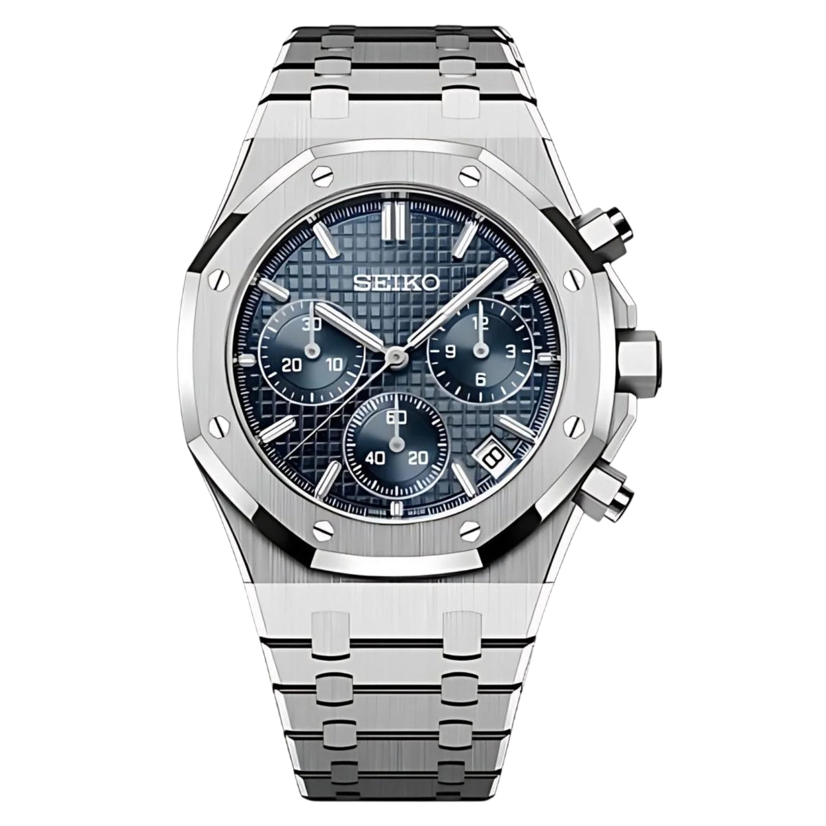 Montre Seiko Mod SEIKOAK chronographe bleue - Time2Seiko