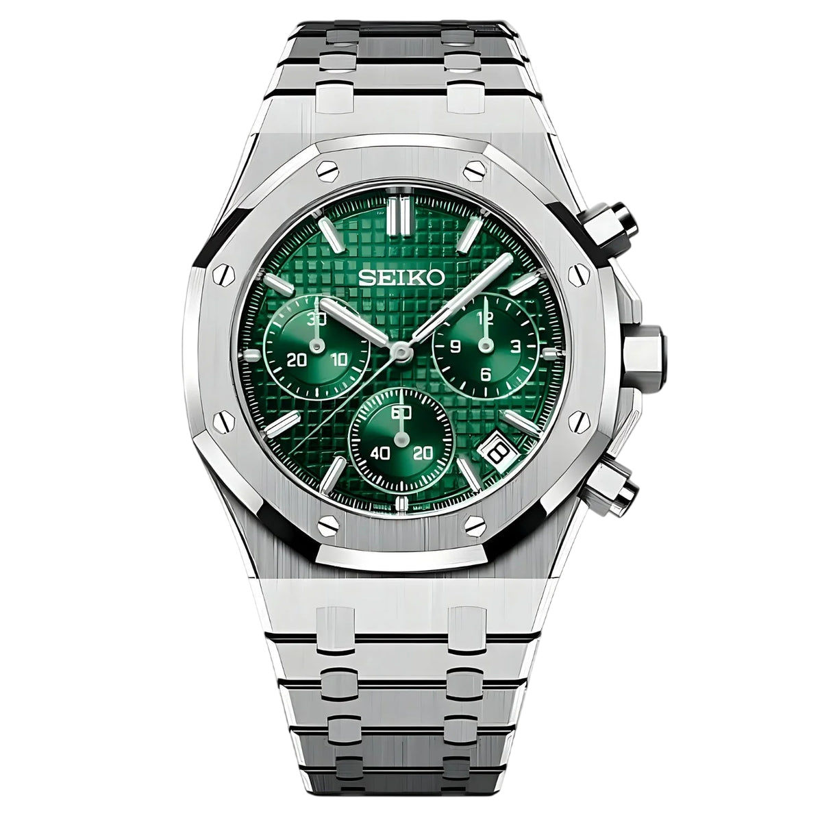 Montre Seiko Mod SEIKOAK chronographe verte - Time2Seiko