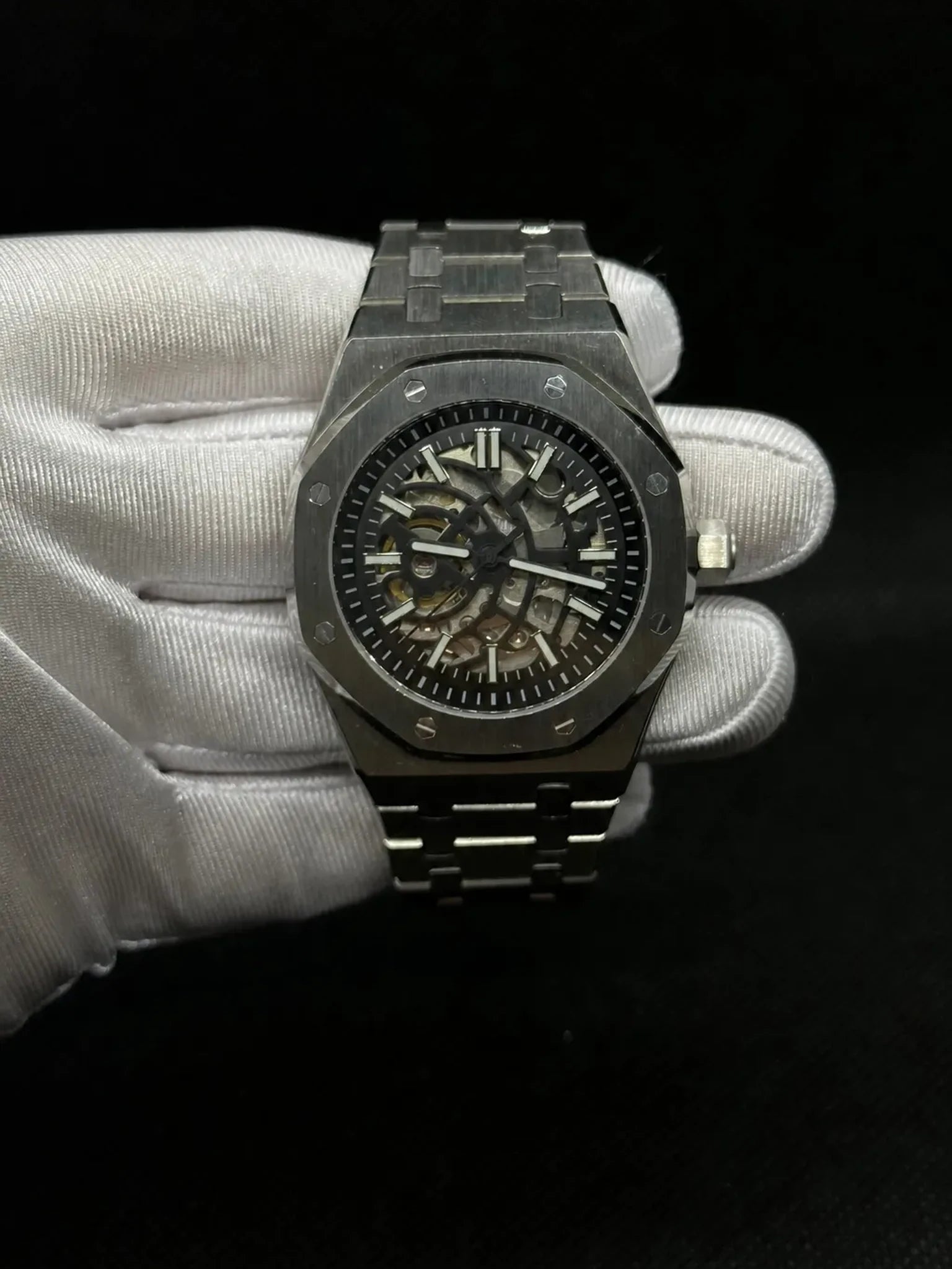 Montre Seiko mod SEIKOAK Skeleton, vue de face — Time2Seiko
