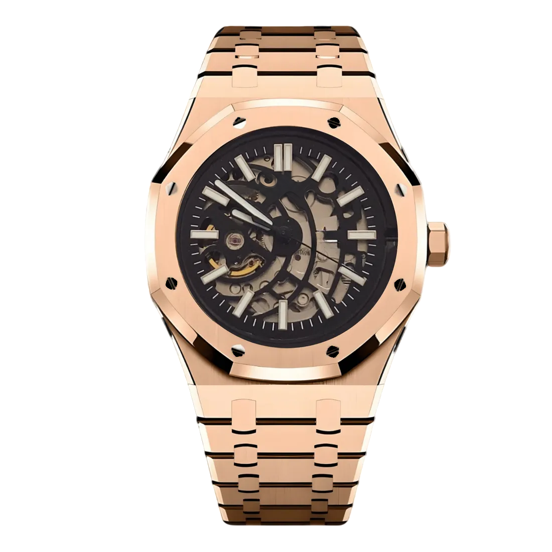 Montre Seiko mod SEIKOAK squelette rose edition speciale, vue de face — Time2Seiko