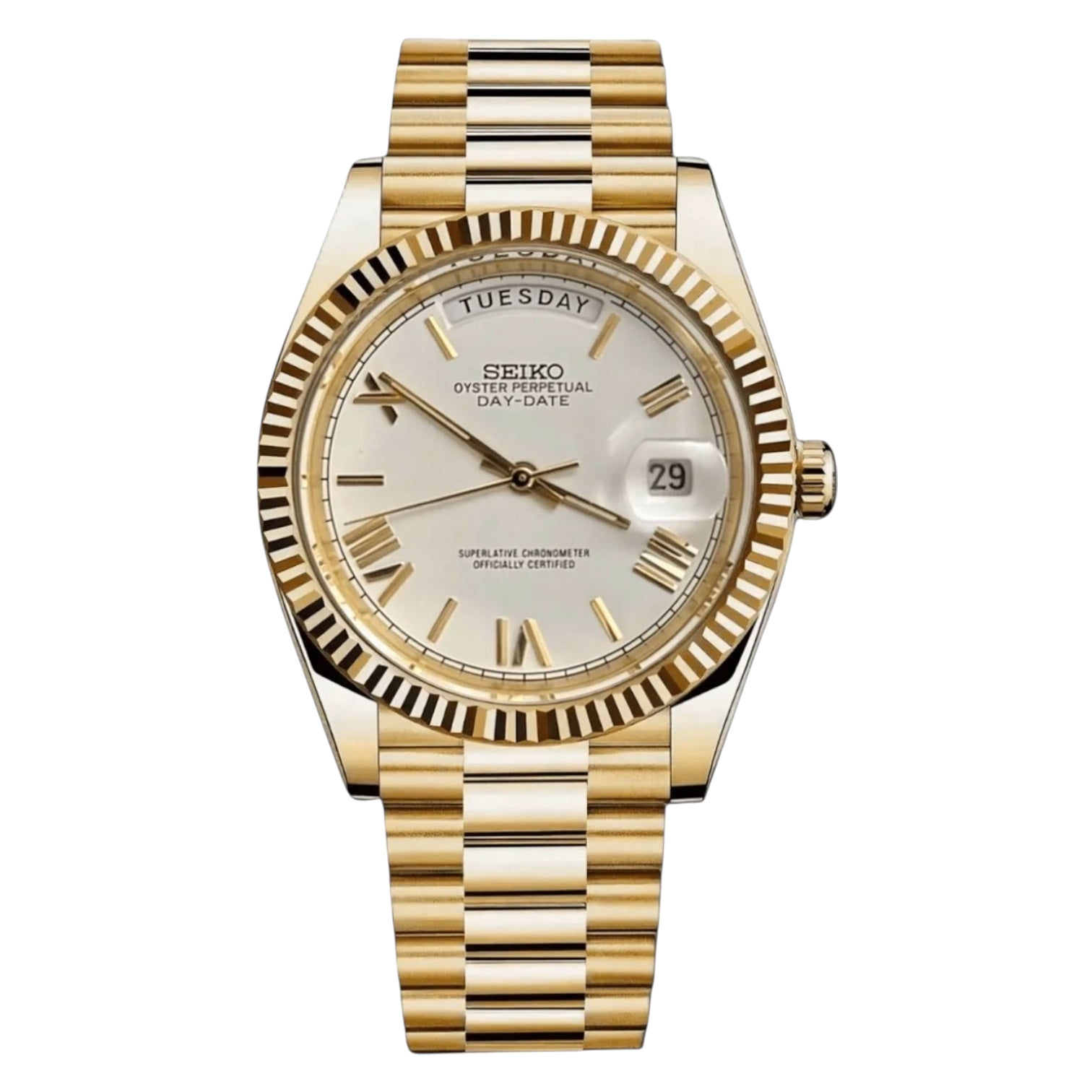 Montre Seiko Mod SEIKODATE roman or blanche - Time2Seiko