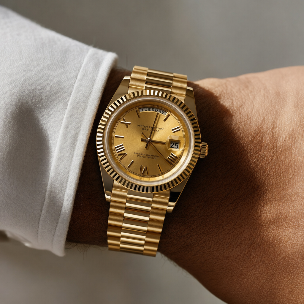 Montre Seiko mod SEIKODATE roman or portée au poignet — Time2Seiko