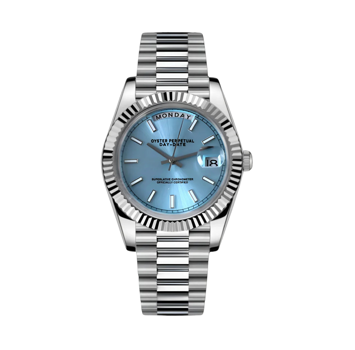 Montre Seiko mod SEIKODATE Tiffany, sur fond blanc — Time2Seiko
