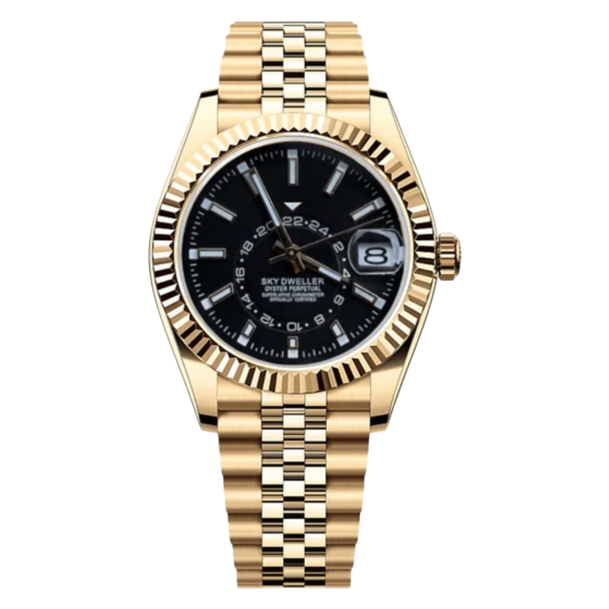 Montre Seiko mod SEIKODWELLER or noire, sur fond blanc — Time2Seiko