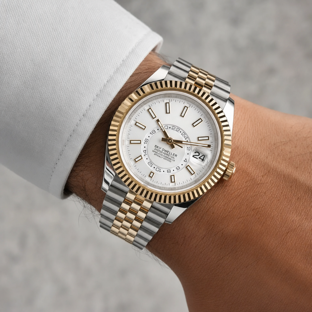 Montre Seiko mod SEIKODWELLER two-tone or blanche portée au poignet — Time2Seiko