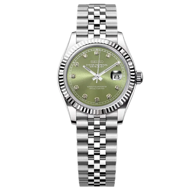 Montre Seiko Mod SEIKOJUST femme olive diamants - Time2Seiko