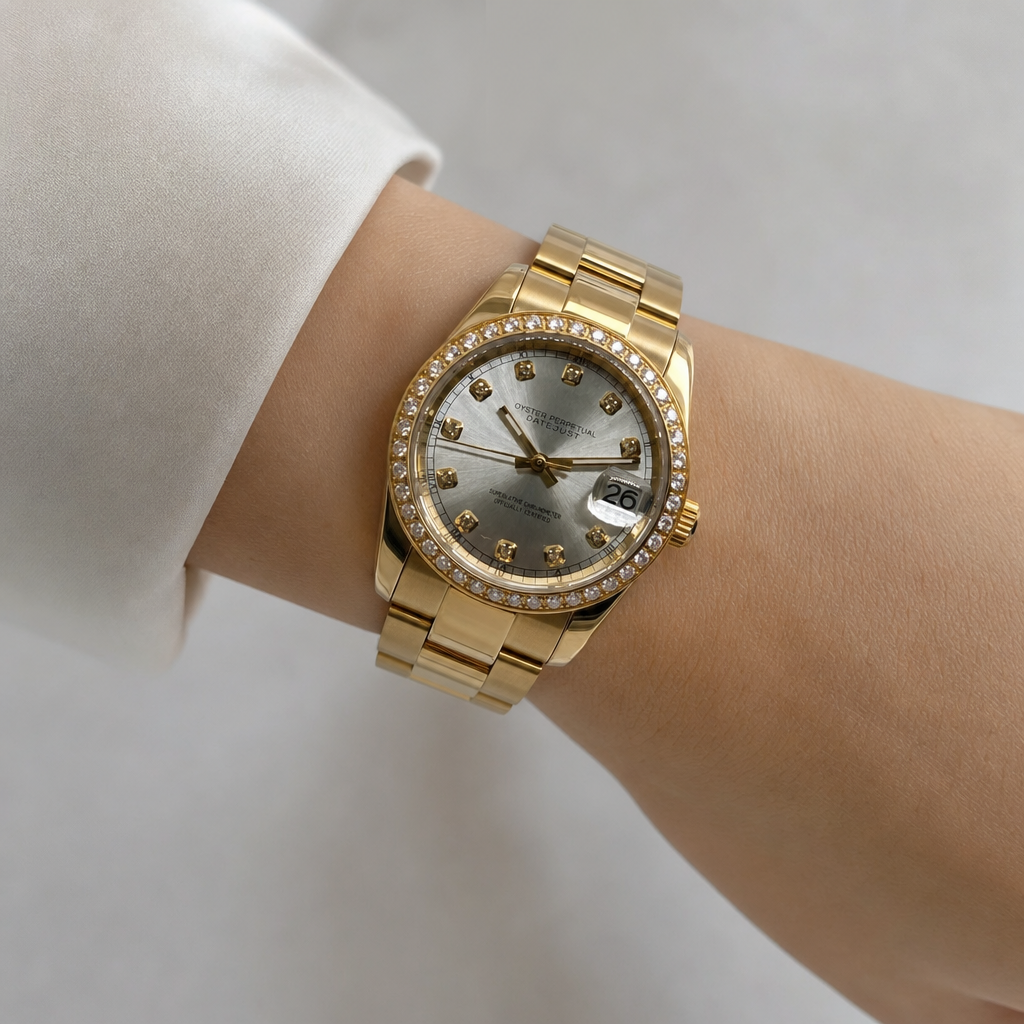 Montre Seiko mod SEIKOJUST Or Femme portée au poignet — Time2Seiko