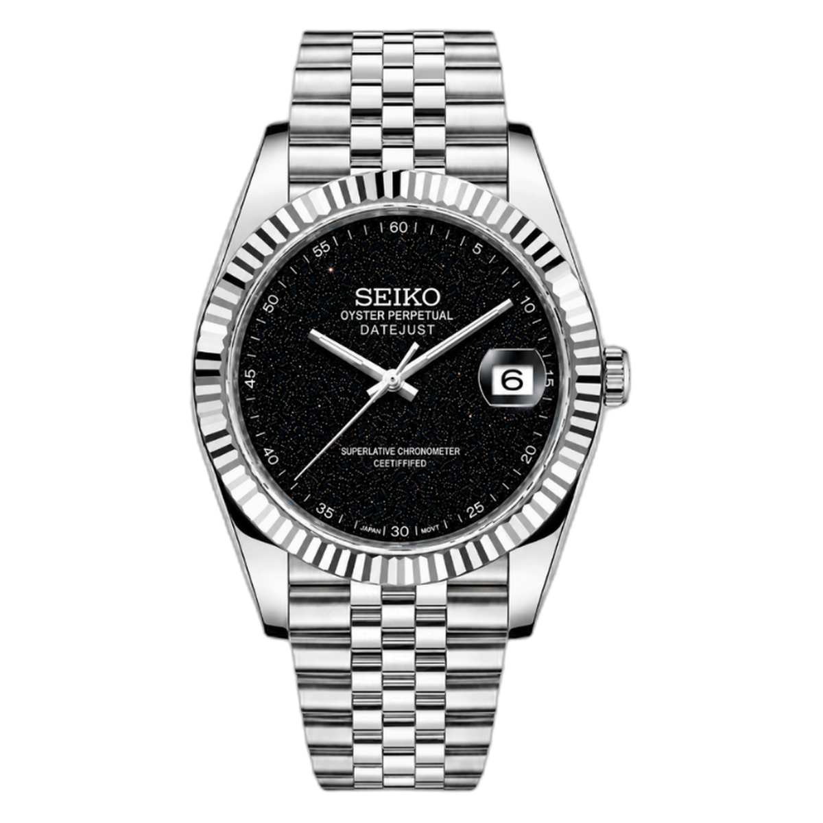 SEIKOJUST galaxy — packshot détouré cadran aventurine étoilé SEIKOJUST — Seiko mod Time2Seiko