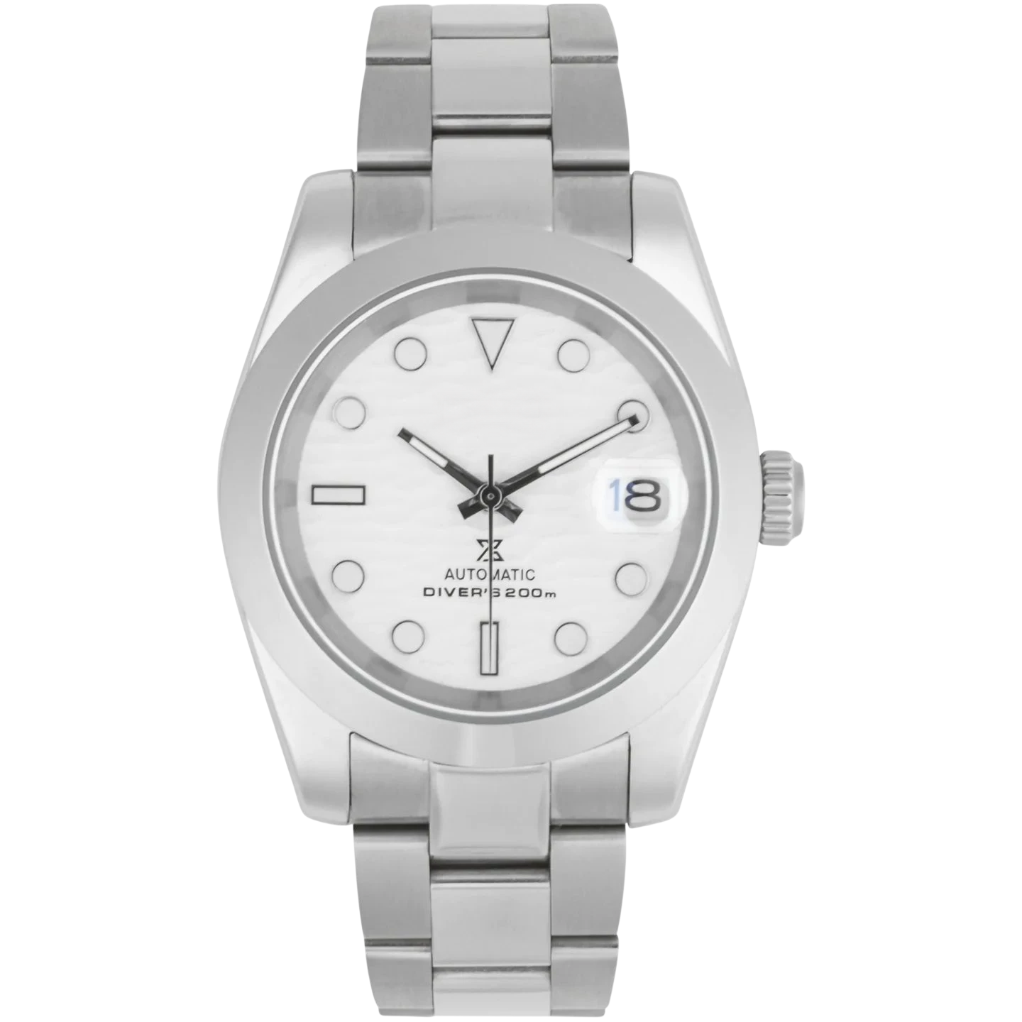 Montre Seiko mod SEIKOJUST oyster snow, vue de face — Time2Seiko