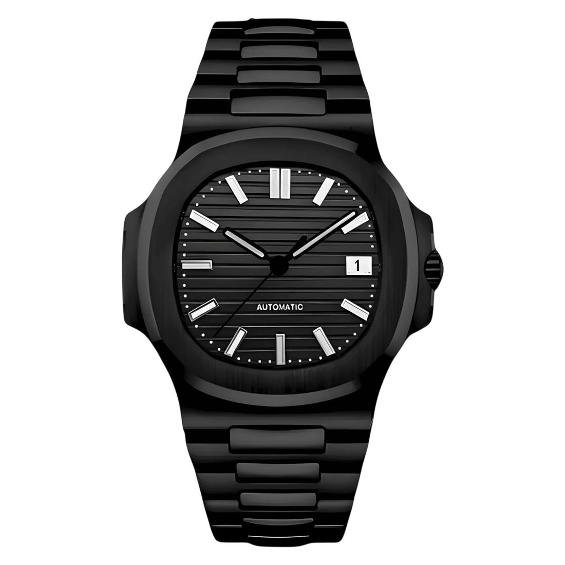 Montre Seiko mod SEIKOLUS blacked out, vue de face — Time2Seiko
