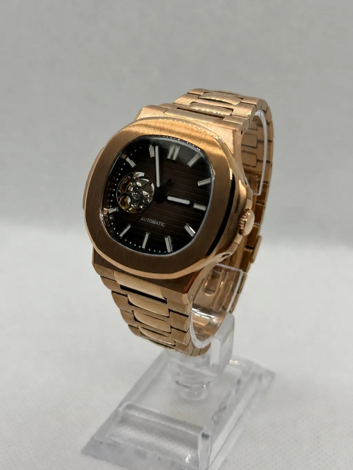 Montre Seiko mod SEIKOLUS cœur ouvert brown, vue 3 — Time2Seiko