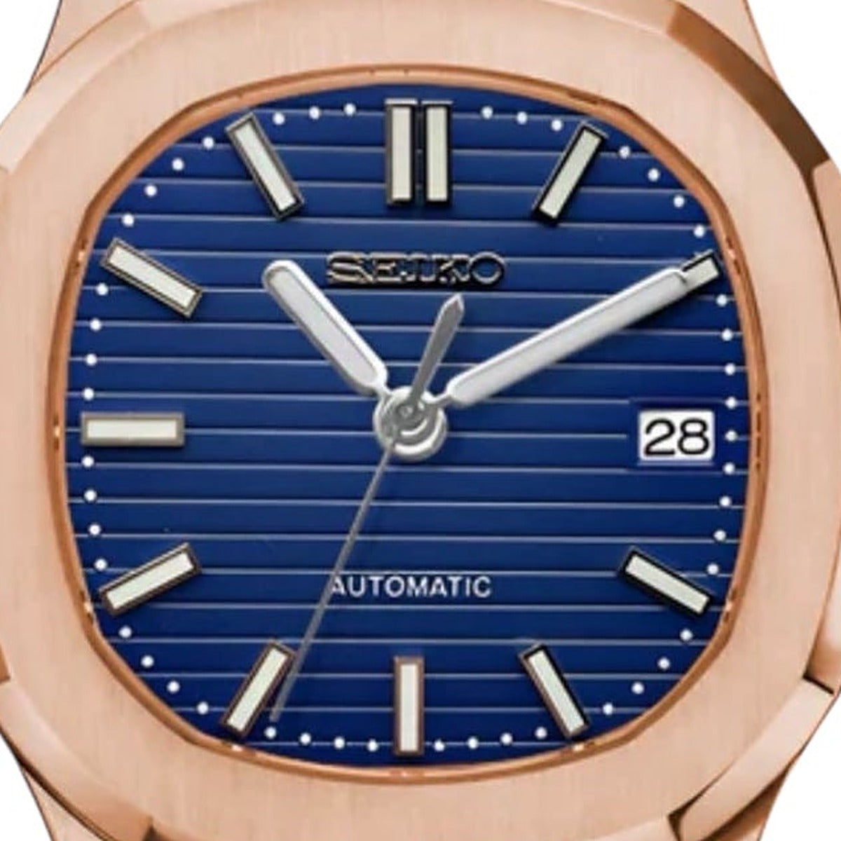 SEIKOLUS rosegold blue — macro — Time2Seiko
