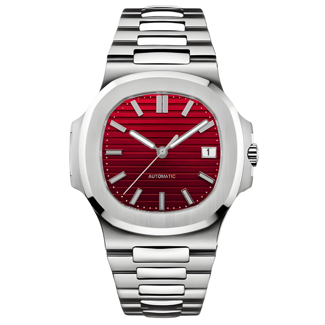 Montre Seiko mod SEIKOLUS rouge cerise, vue de face — Time2Seiko