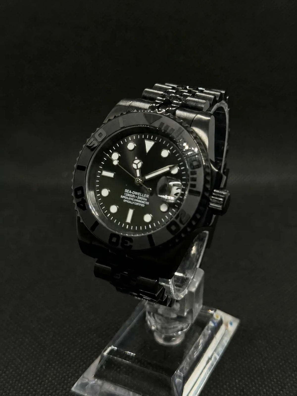 Montre Seiko mod SEIKOMARINER full black, vue 3 — Time2Seiko