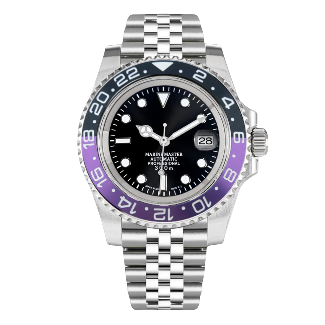 Montre Seiko mod SEIKOMARINER violet, vue de face — Time2Seiko