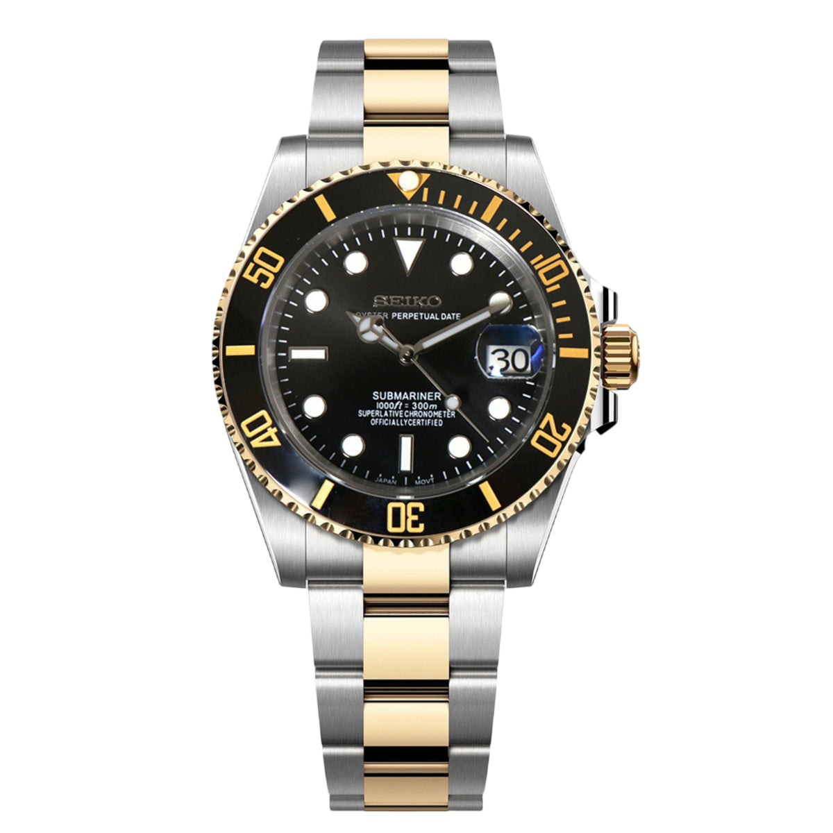 Montre Seiko Mod SEIKOMARINER two tone nuit - Time2Seiko