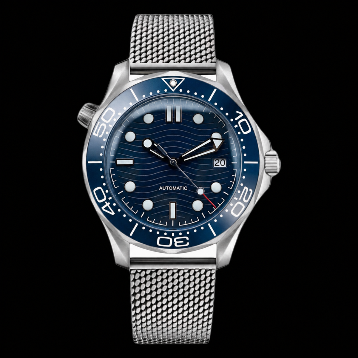 Montre Seiko mod SEIKOMASTER blue wire, sur fond blanc — Time2Seiko