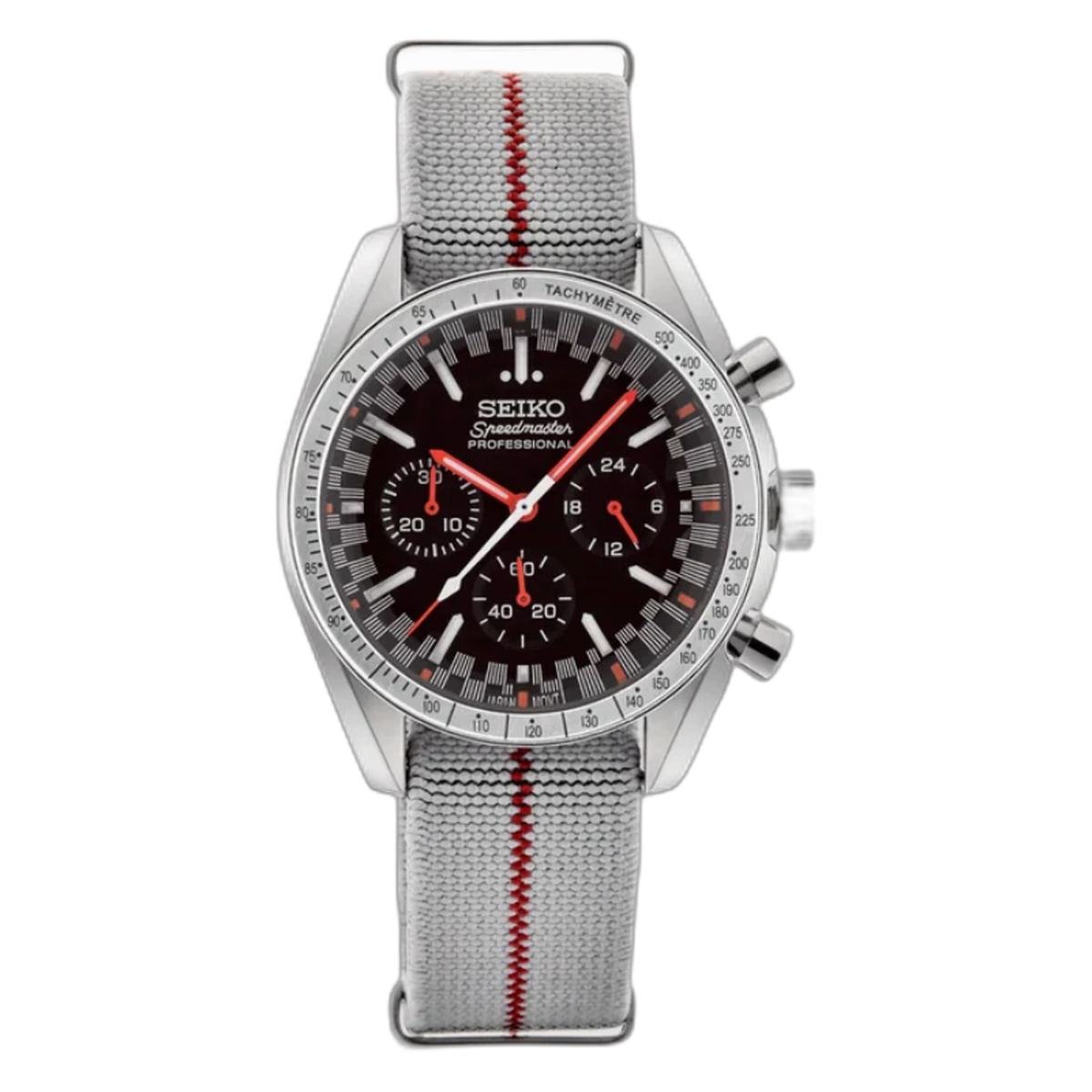 SEIKOSPEED fuji redline — packshot détouré chronographe SEIKOSPEED cadran noir accents rouges — Seiko mod Time2Seiko