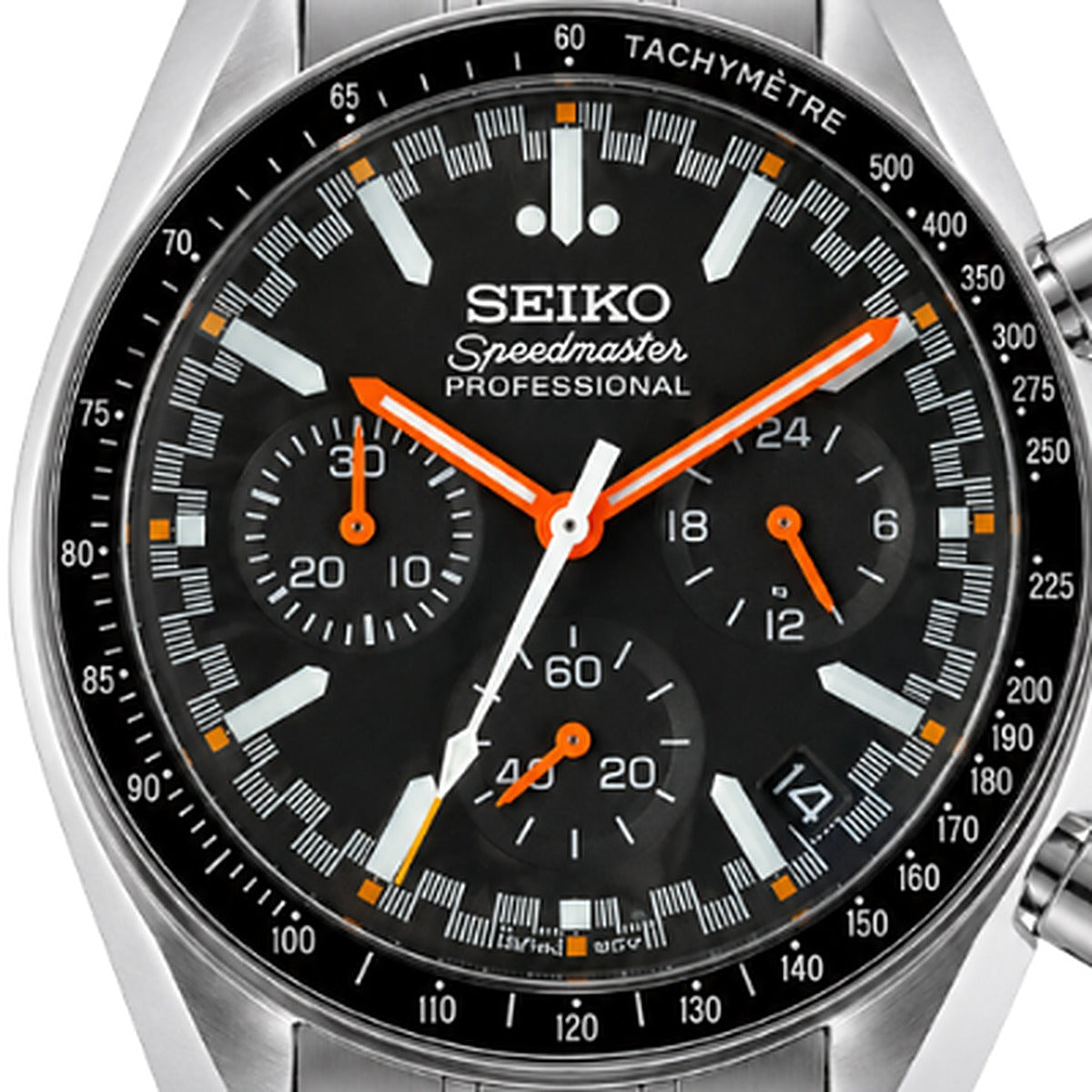 SEIKOSPEED midnight circuit — macro cadran carbone compteurs chronographe — Time2Seiko
