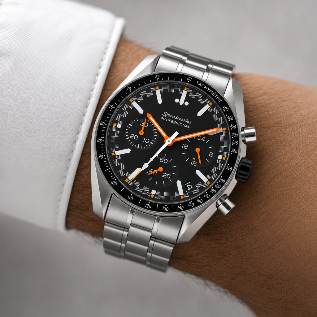 Montre Seiko mod SEIKOSPEED midnight circuit portée au poignet — Time2Seiko
