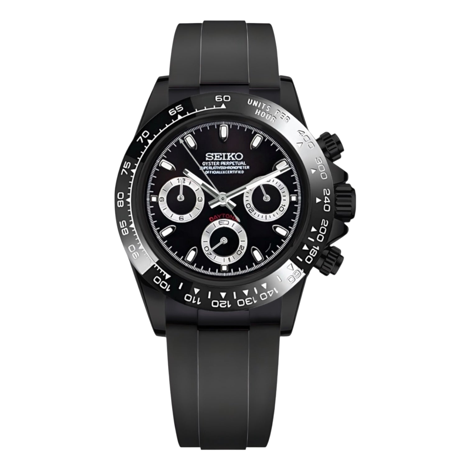 Montre Seiko Mod SEIKONA black edition caoutchouc - Time2Seiko
