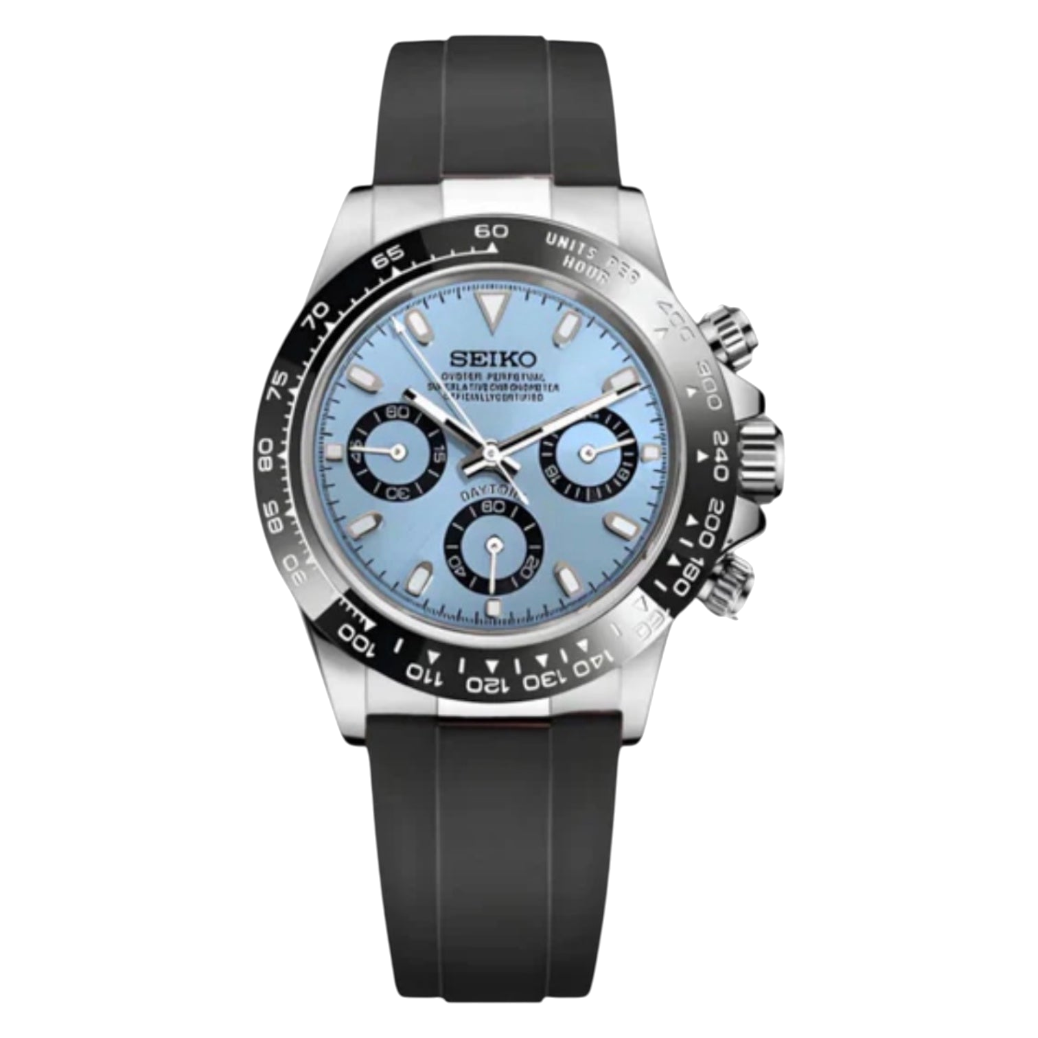 Montre Seiko Mod SEIKONA bleu glacier caoutchouc - Time2Seiko