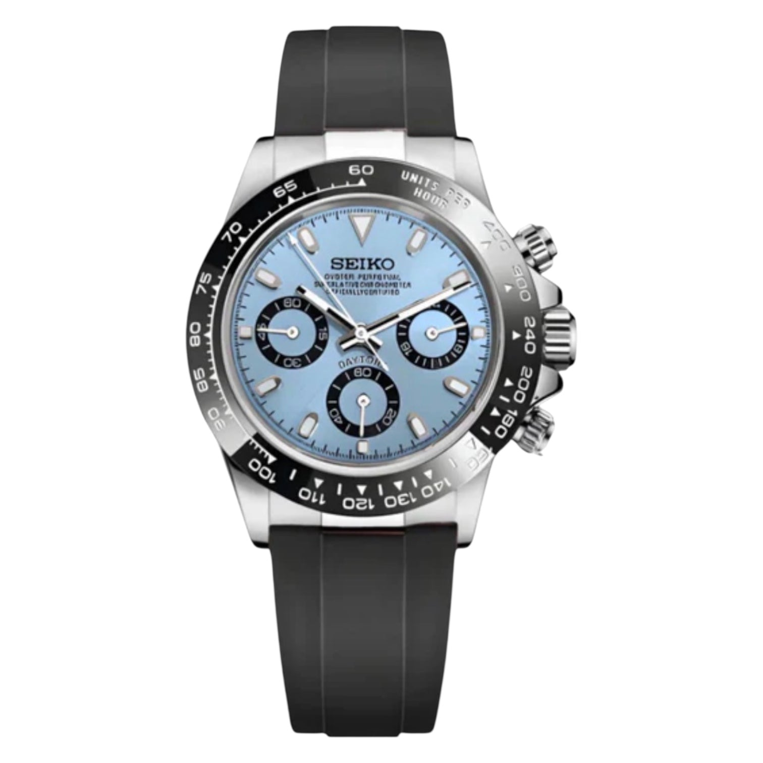 Montre Seiko Mod SEIKONA bleu glacier caoutchouc - Time2Seiko