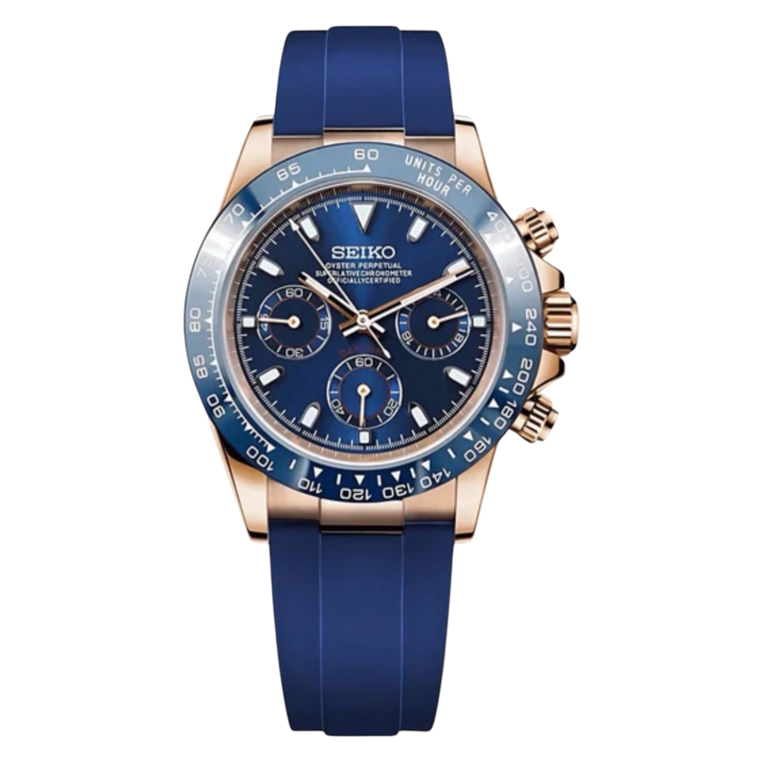 Montre Seiko Mod SEIKONA bleu roi caoutchouc - Time2Seiko