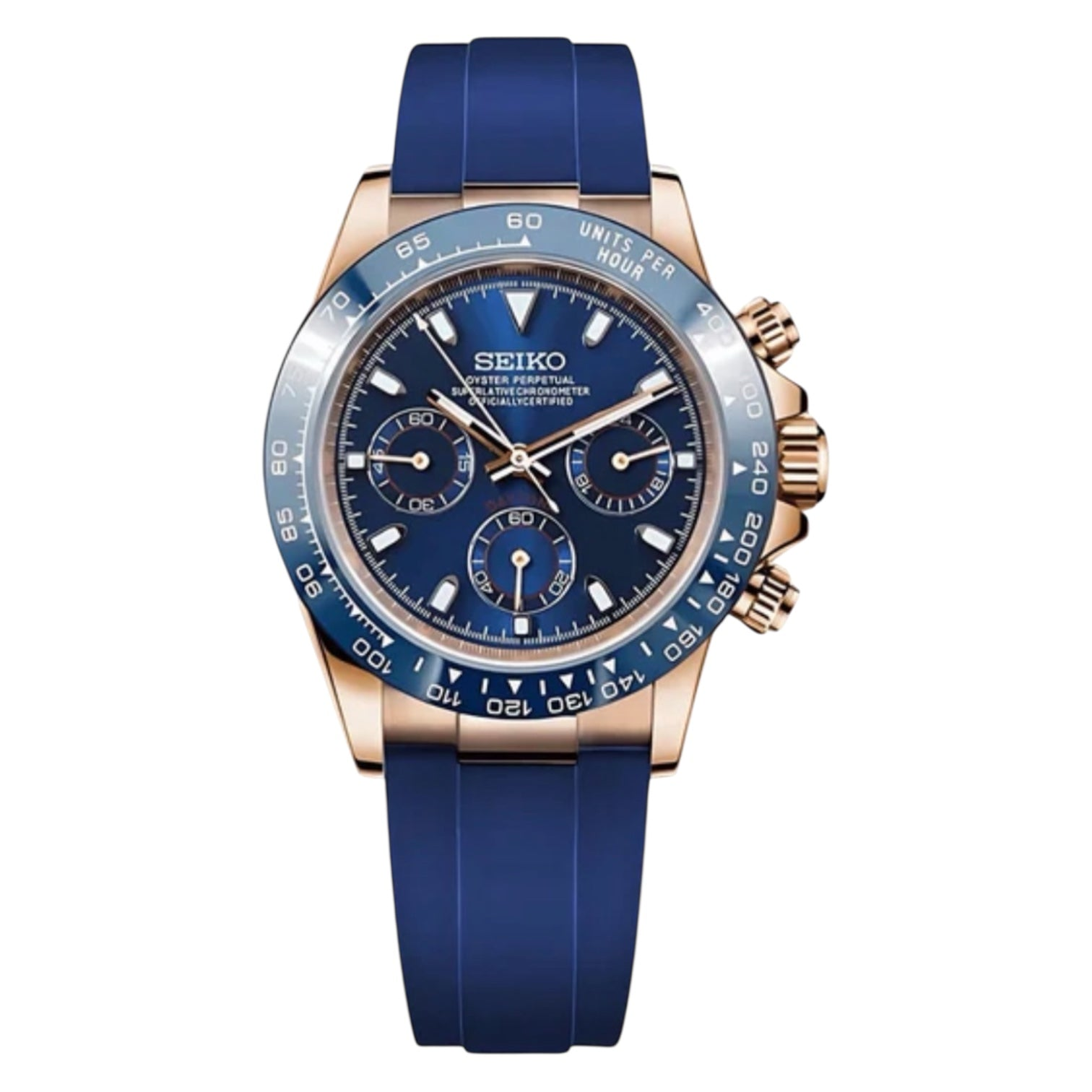 Montre Seiko Mod SEIKONA bleu roi caoutchouc - Time2Seiko