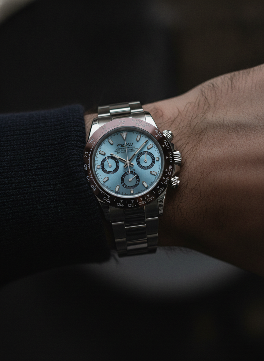 Montre Seiko Mod SEIKONA platine portée au poignet