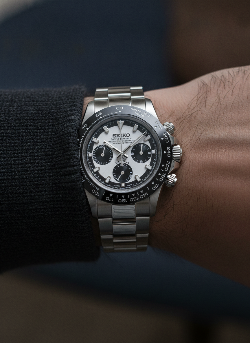 Montre Seiko Mod SEIKONA reverse ghost portée au poignet