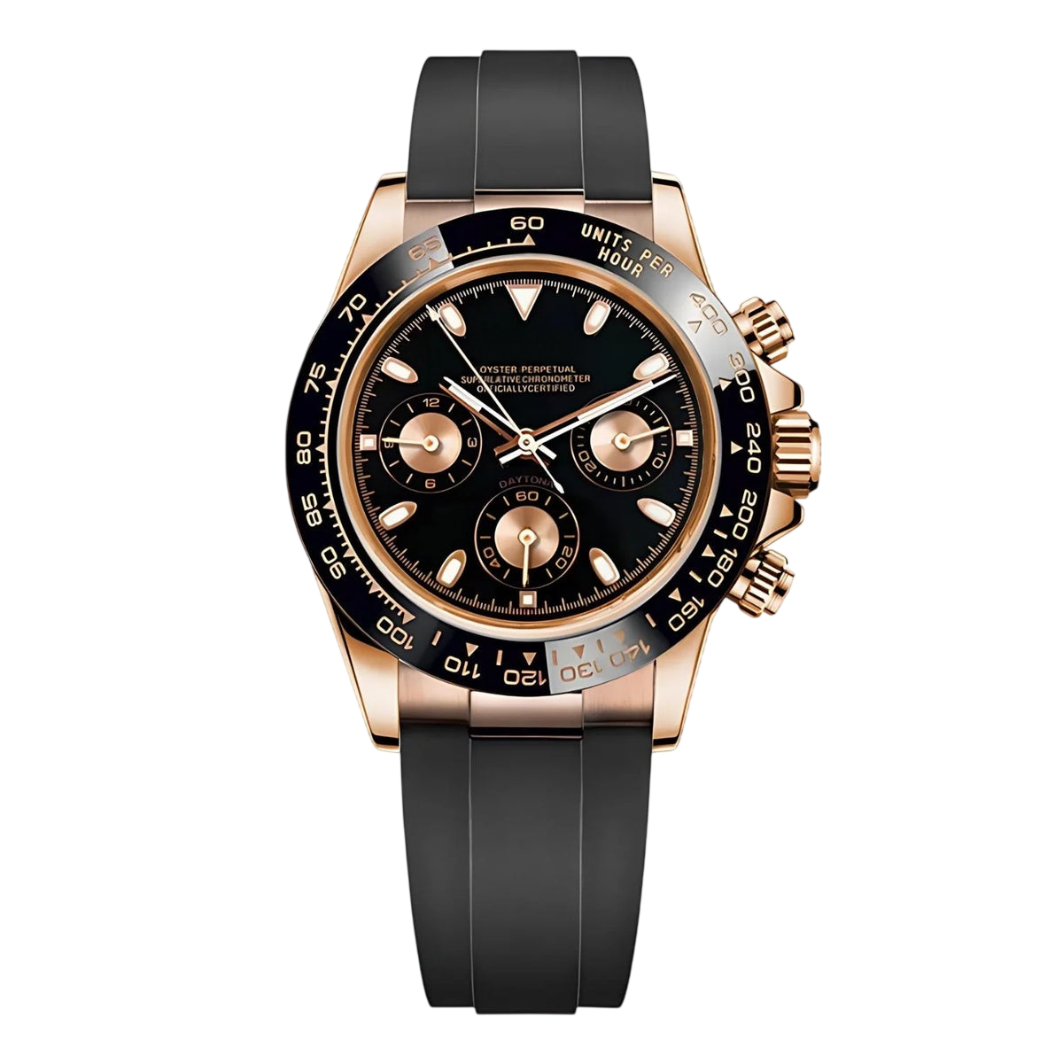 Montre Seiko mod SEIKONA rose noire, vue de face — Time2Seiko