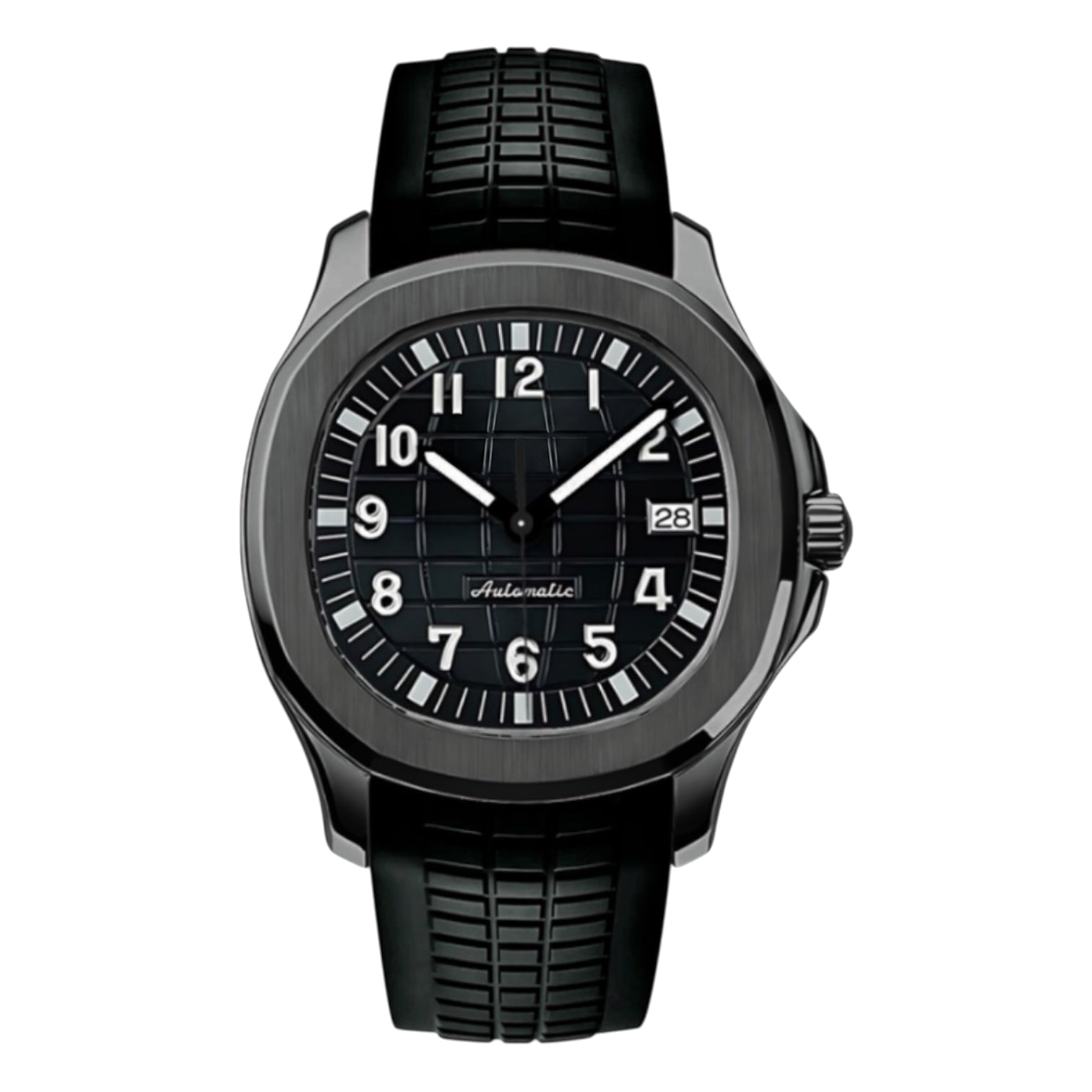 Montre Seiko mod SEIKONAUT black edition, sur fond blanc — Time2Seiko