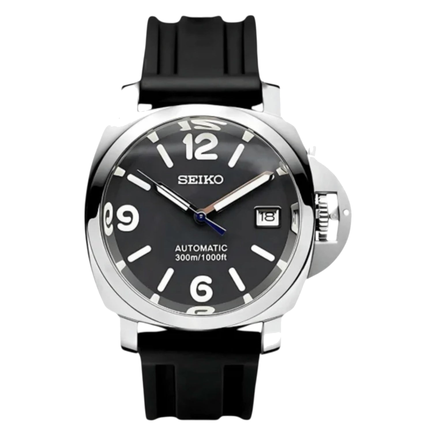 Montre Seiko Mod SEIKOPANEI noire caoutchouc - Time2Seiko