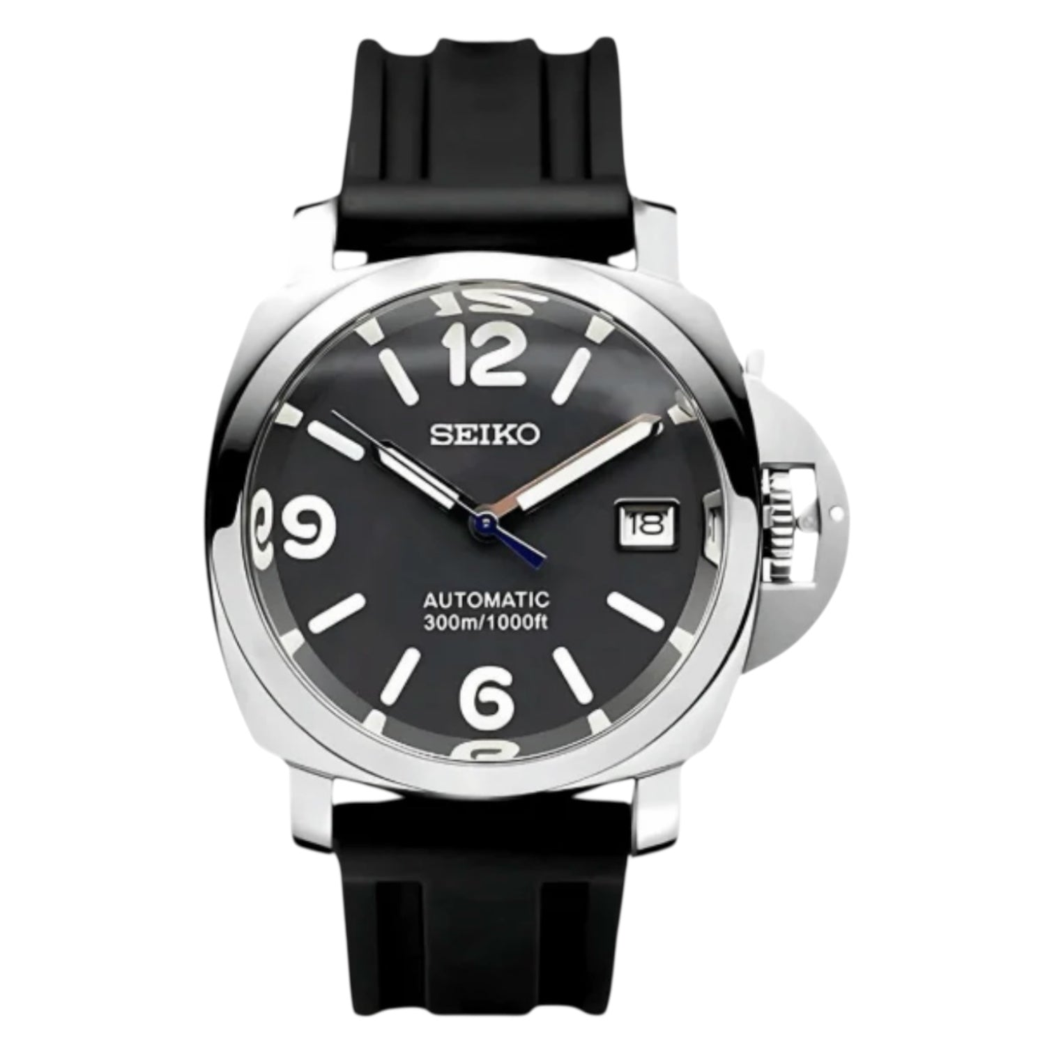 Montre Seiko Mod SEIKOPANEI noire caoutchouc - Time2Seiko