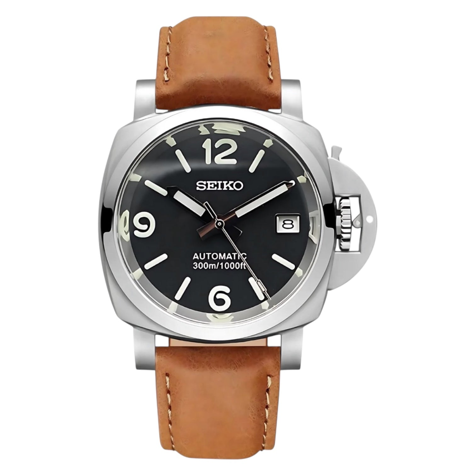 Montre Seiko Mod SEIKOPANEI sable cuir - Time2Seiko